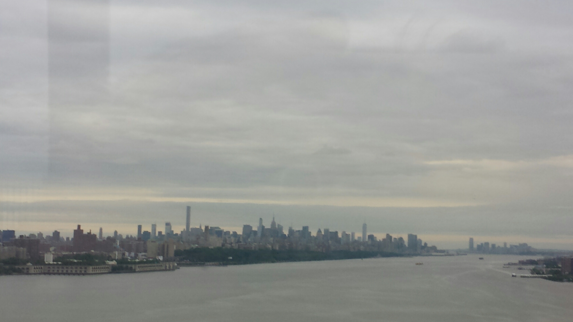 NYC skyline from the George Washington bridge. The weight of our US departure was beginning to set in.